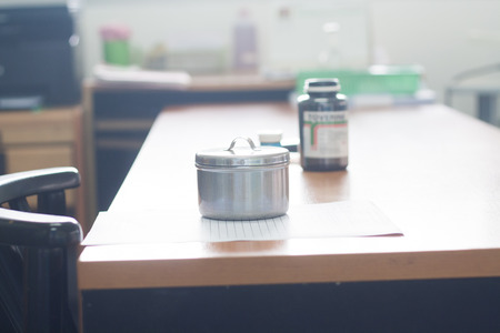 Medical equipment is not on the table. On the desks of public health.