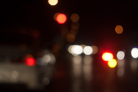Blurred. The light from the cars on the road at night. Light is out of focus.の写真素材