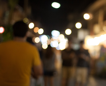 Walking Street blur abstract light background. Chiang Khan in Loei, Thailand.の写真素材
