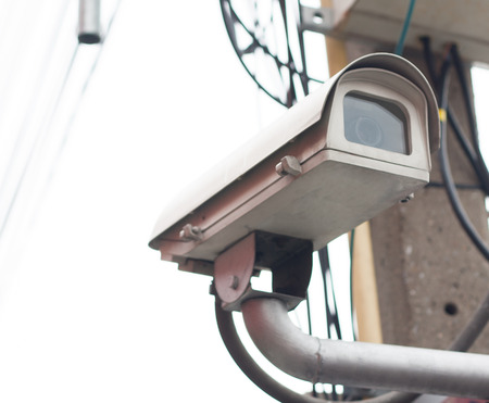 closed-circuit camera power pole background blur.の写真素材