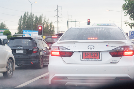 Udon Thani, Thailand, August 25, 2516 :  Traveling by car, the traffic jams on the roads in the province.のeditorial素材