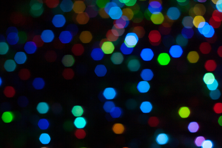 Abstract background of out of focus lights at night. Light hexagon.の写真素材