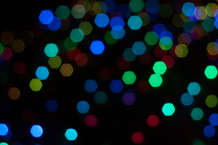 Abstract background of out of focus lights at night. Light hexagon.の写真素材