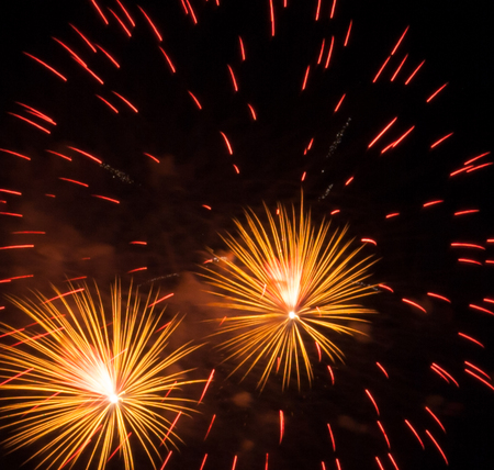 Night Scene, Fireworks show, beautiful. Celebration Fireworks Festival competition.