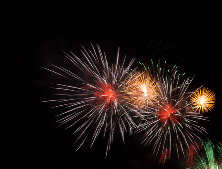 Night scene. A beautiful fireworks display in celebration.の写真素材