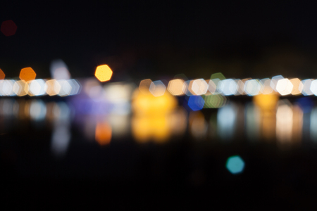abstract background. blur bokeh. Vintage, Light from the lamp at night.の写真素材