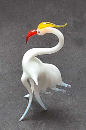 Decorative glass figure white bird with red beakの写真素材