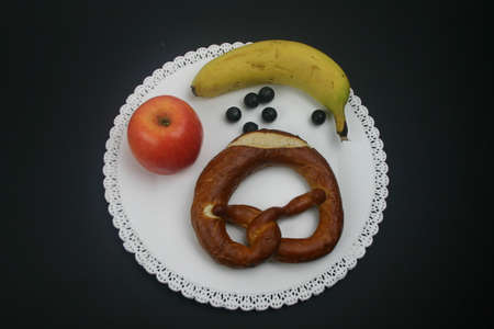 Close up white plate with fruitの写真素材