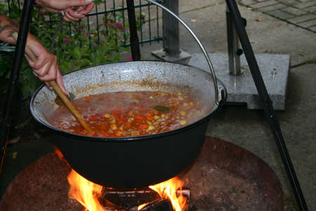 Kettle goulash freshly preparedの写真素材