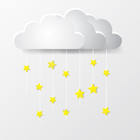 moon, the stars and the clouds hanging on threadのイラスト素材