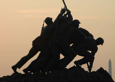 Dawn at Iwo Jima with National Monument in Backgroundのeditorial素材