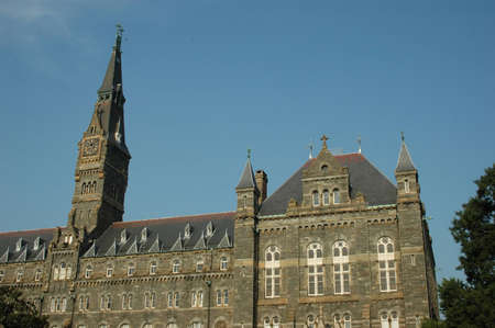 Georgetown University Clock Tower and Healy Hallの写真素材