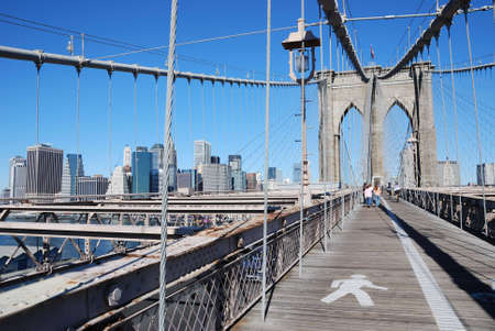 Brooklyn Bridge with the New York CIty Skyline in Backgroundの写真素材