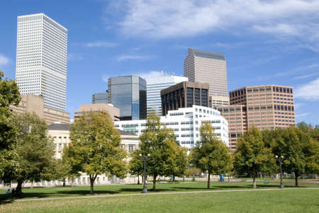 Denver Colorado Skyline on a Sunny Dayの写真素材