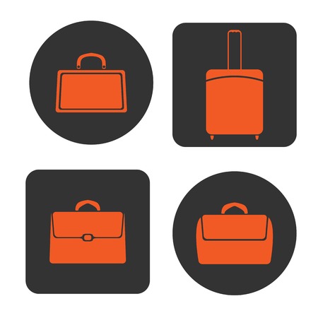 Set of yellow-black flat bags icons, vector illustrationのイラスト素材