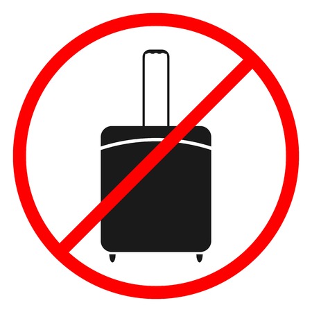 Flat black icons on white background prohibits luggage, vector illustration.のイラスト素材