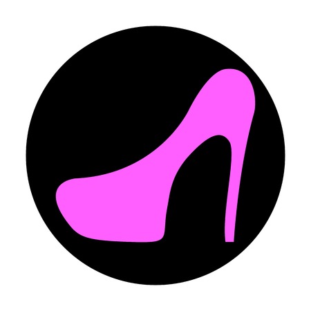 Icon flat shoes with heels on a black background, vector illustration.のイラスト素材