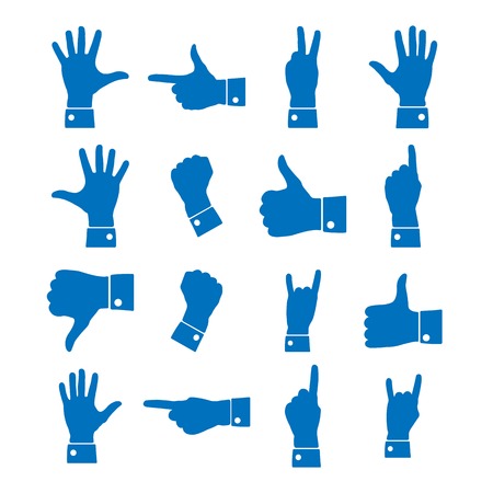 Set of colored icons gestures fingers of the hand, vector illustration.のイラスト素材