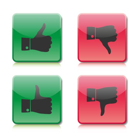 Buttons like and dislike, two versions, vector illustrationのイラスト素材