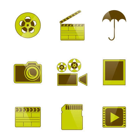 Set of flat isolated on white background icons video and photo filming, vector illustration.のイラスト素材