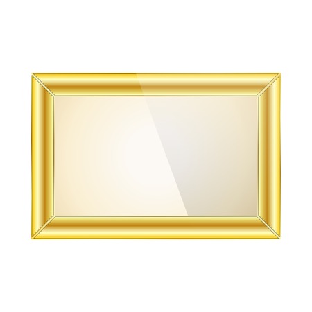 Realistic stylish photo frame, gold body, vector illustrationのイラスト素材