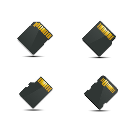 Set memory card, back side with shadow, vector illustration.のイラスト素材