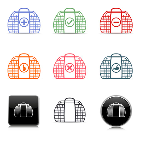 Set of multicolored icons shopping carts with different symbols, vector illustrationのイラスト素材