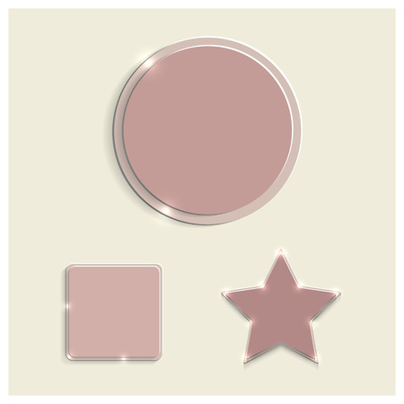 A set of glass design elements, star, circle, rectangle, vector illustration.のイラスト素材