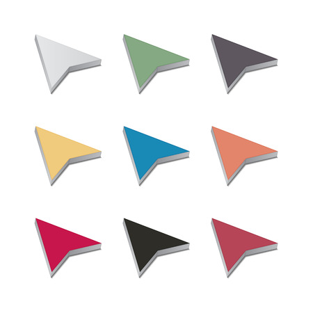 Set of multicolored 3D cursor on a white background, vector illustration.のイラスト素材