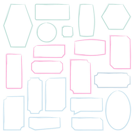 A set of frames of different shapes painted in watercolor, vector illustration.のイラスト素材