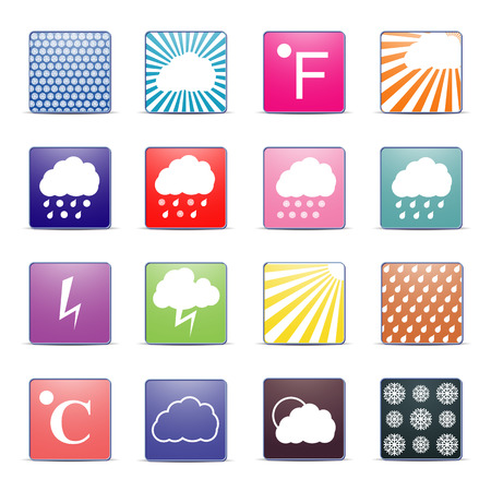 A set of colored icons weather, flat style, vector illustration.のイラスト素材