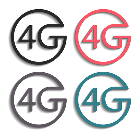 Set of four colorful stylish icons 4g, vector illustrationのイラスト素材