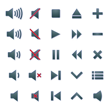 A set of stylish icons and volume control buttons, vector illustrationのイラスト素材