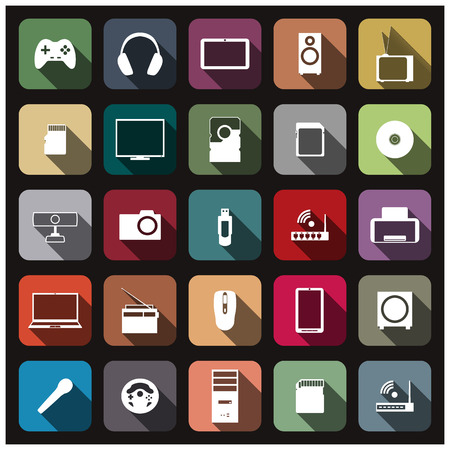 Set of icons with long shadow digital devicesのイラスト素材