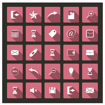 Set of universal web icons with long shadow, flat styleのイラスト素材
