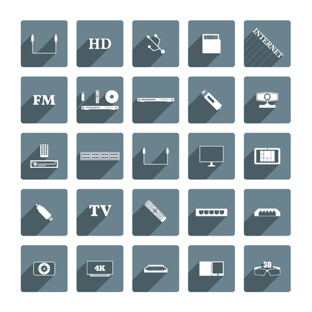 Set of icons with long shadow digital devicesのイラスト素材