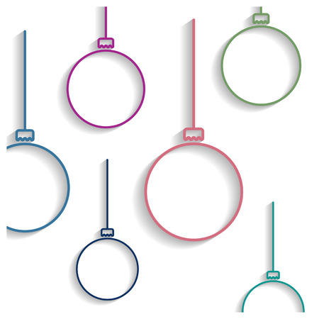 Background image of a set of multi-colored Christmas tree decorations, vector illustration.のイラスト素材