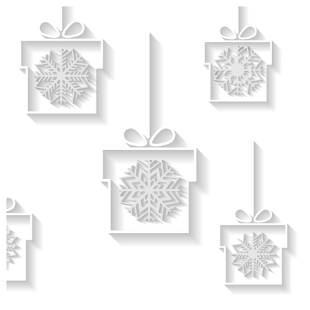 Background image of white snowflakes in gifts, vector illustration.のイラスト素材