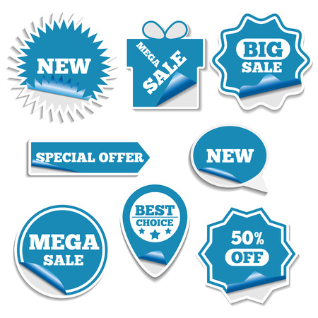 Set of bright labels sale in the form of stickers first part, vector illustration.のイラスト素材