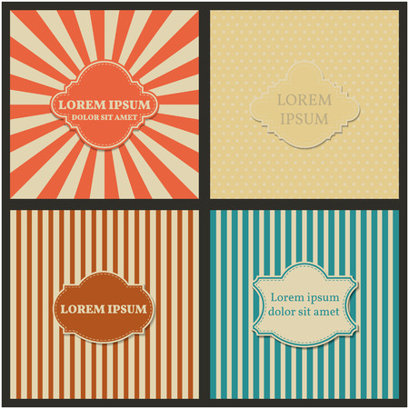 Set of four different backgrounds with vintage frame for your text first part, vector illustration.のイラスト素材