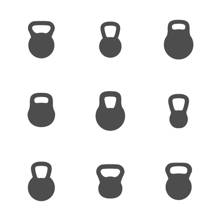 Set kettlebells gray icons isolated on white background, illustration.のイラスト素材