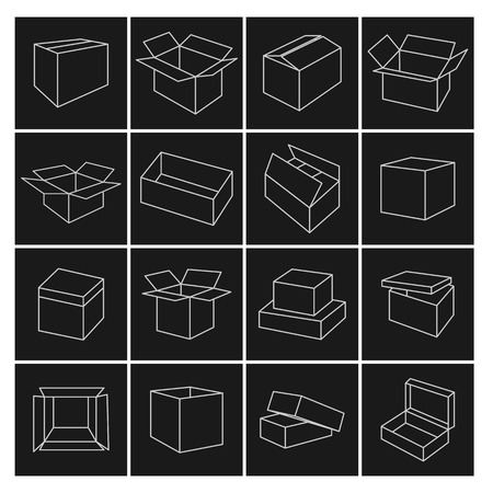 Set outline icon box of thin lines, vector illustration.のイラスト素材