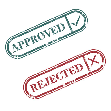 A set of rectangular stamps approved and rejected vector illustration.のイラスト素材