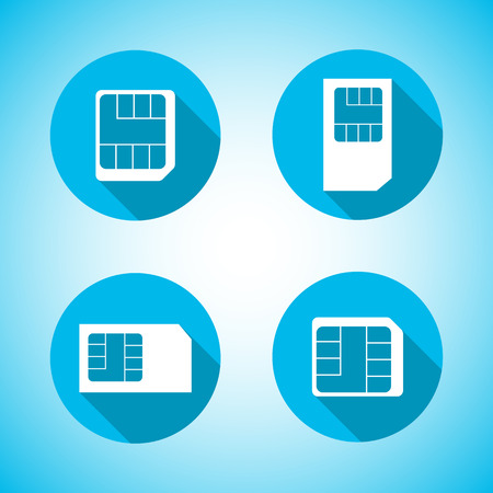 Set of round icons Sim card with a long diagonal shadow, vector illustration.のイラスト素材