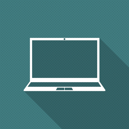 Web icon laptop with long diagonal shadow, halftone effect, vector illustration.のイラスト素材