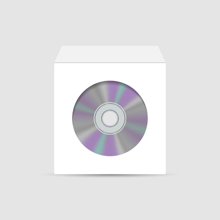 White realistic envelope with a window to the CD inside, isolated on white background, vector illustration.のイラスト素材