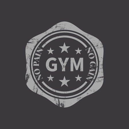 Grunge emblem, logo, label for a fitness club, a gym, a sports center in retro style, vector illustration.のイラスト素材