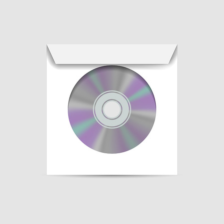White realistic envelope with a window to the CD inside, isolated on white background, vector illustration.のイラスト素材