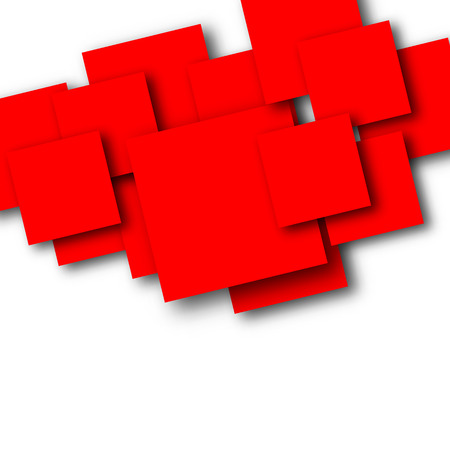 Bright abstract background of overlapping red squares with shadow,  illustration.のイラスト素材