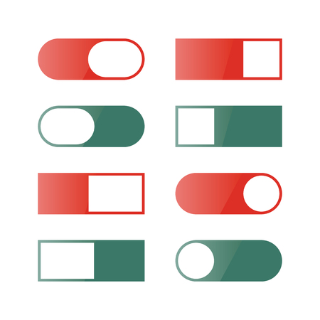 Set of different buttons and switches, web interface design elements isolated on white background. Flat style, vector illustration.のイラスト素材
